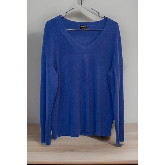 TALBOTS Sweater 100% Pure Cashmere V-Neck Jumper Long Sleeve Blue Size XL - Picture 1 of 5